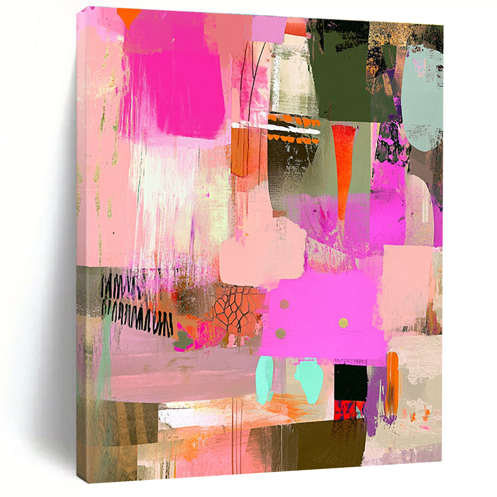 Colorful Collage Abstract Painting for Bohemian - Styled Cafes GAB1013