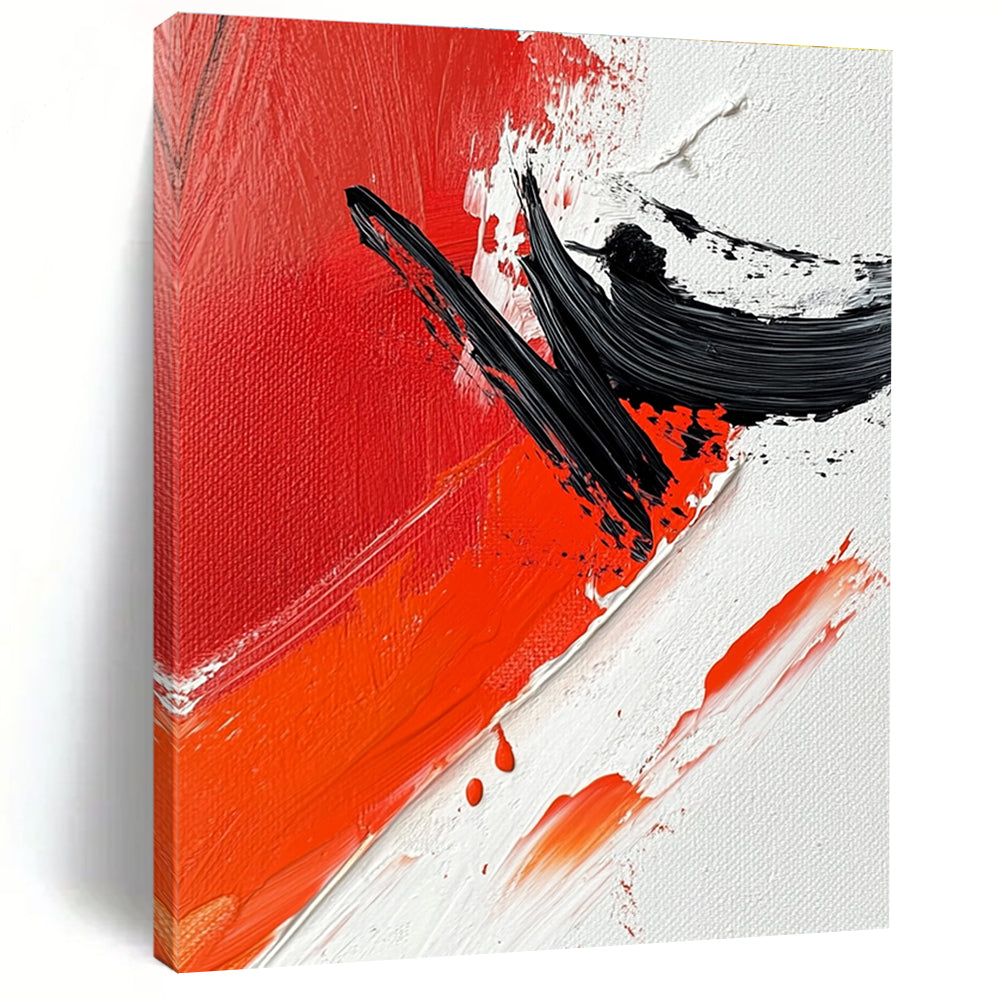 Red Black Dynamic Abstract Painting with Energetic Strokes WINK652