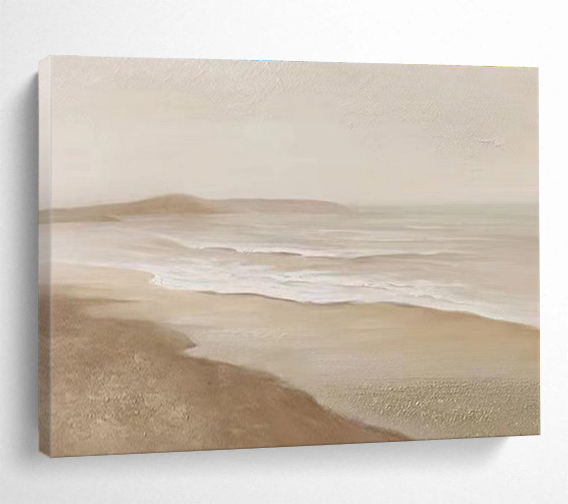 Beige Coastal Abstract Painting for Beachfront Hotel Lobbies YHT397
