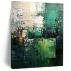 Mixed Green Abstract Painting for Corporate Wellness Spaces HENG005
