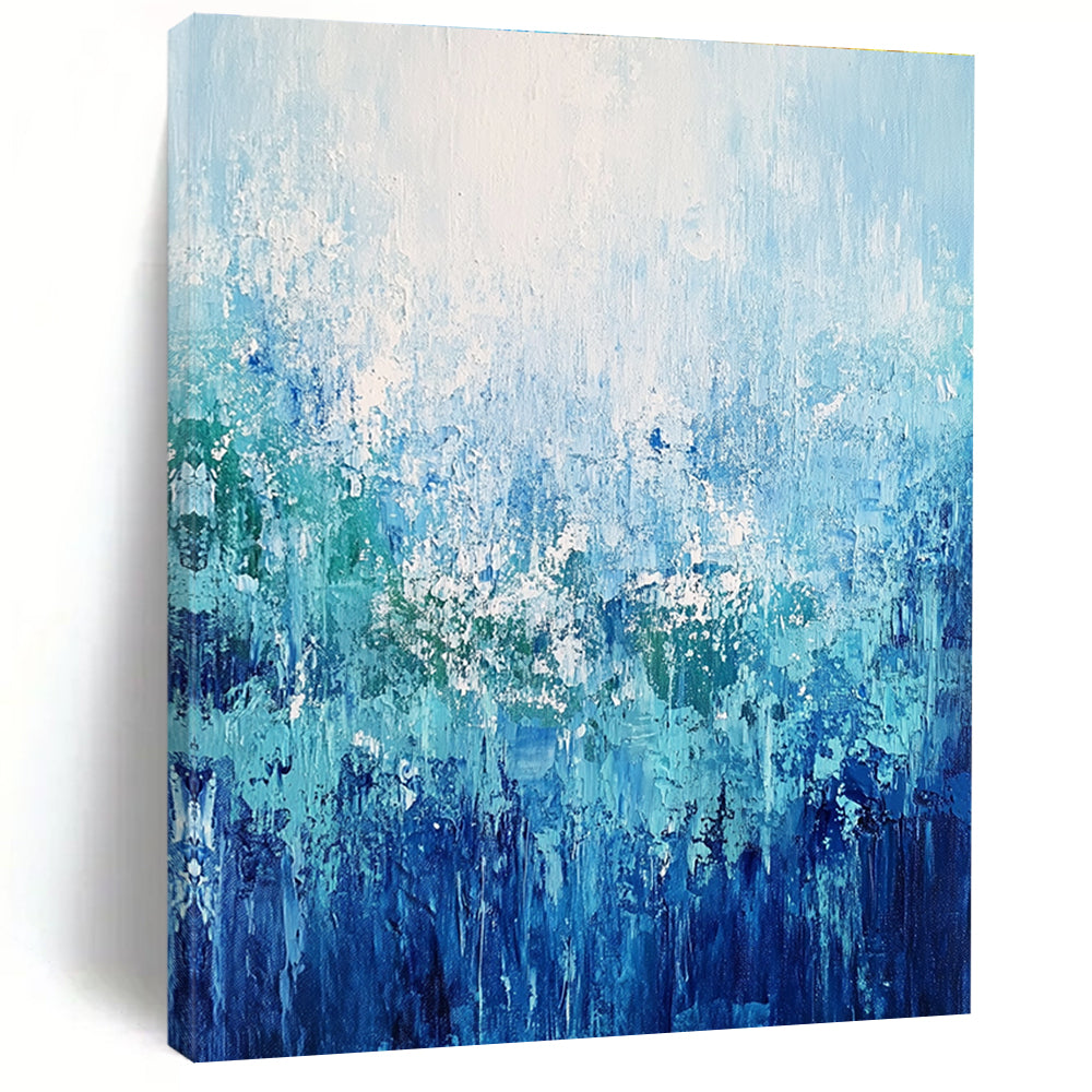 Blue and Green Textured Abstract Painting for Coastal - Inspired Living Spaces GAB0920