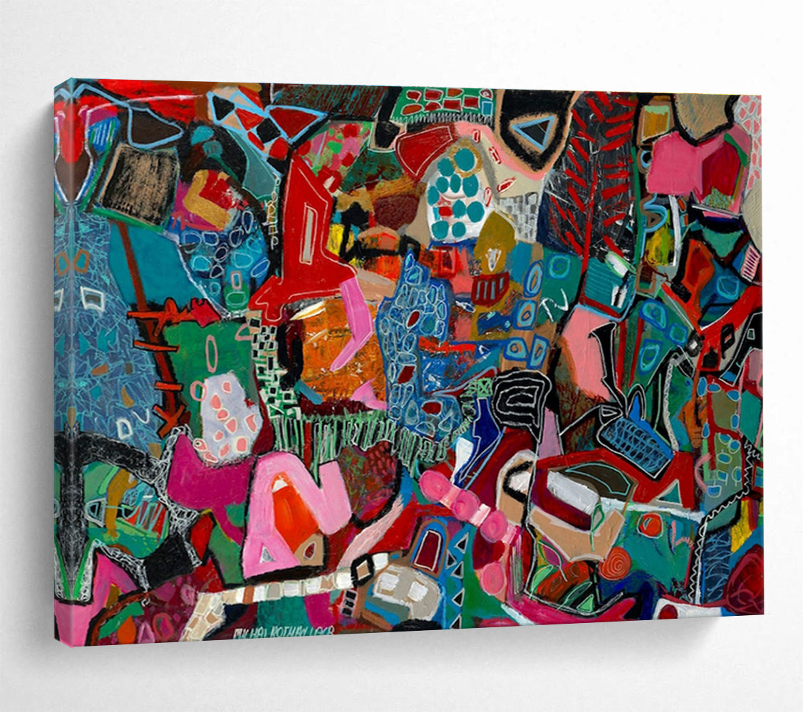 Vibrant Geometric Abstract Painting for Modern Art Galleries YHT242