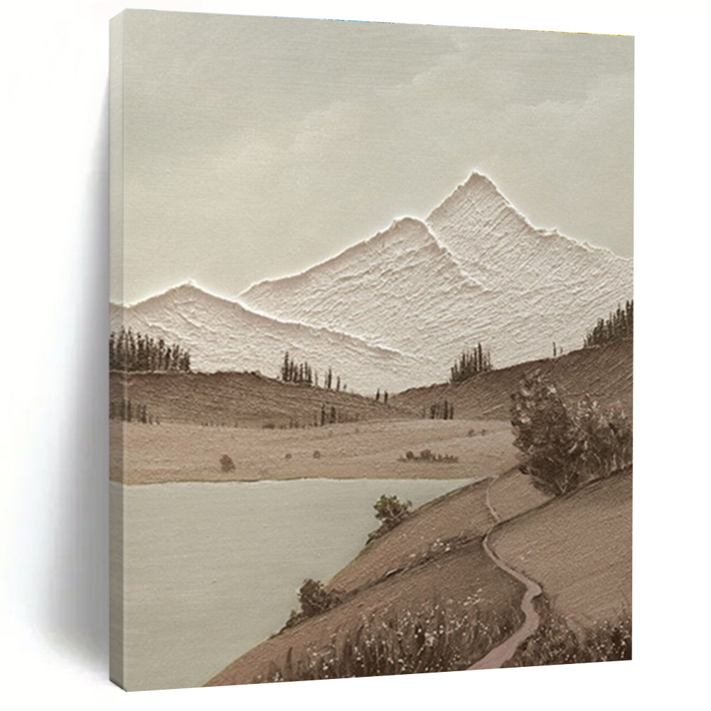 Minimalist Textured Mountain Landscape Abstract Painting for Timeless Spaces HENG268