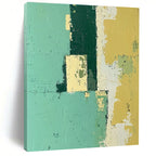 Teal and Yellow Blocks Abstract Painting with Cheerful Contrast WINK108