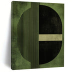 Geometric Green and Black Abstract Painting with Structured Elegance WINK151