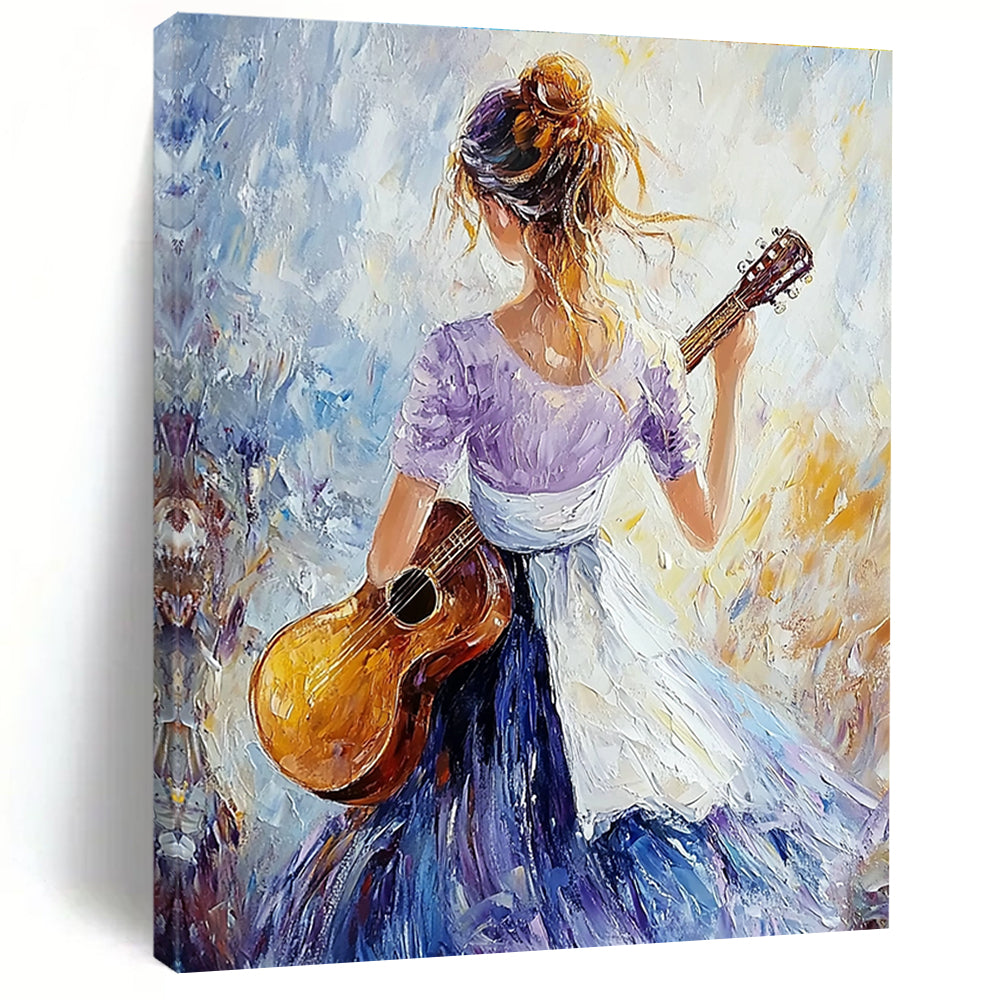 Guitar Girl Impressionistic Abstract Painting for Musical Spaces GAB1419