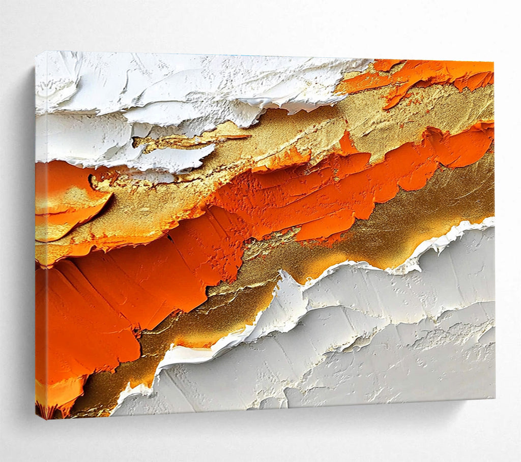 Textured Orange - Gold Abstract Painting with Rich, Tactile Layers ABS483