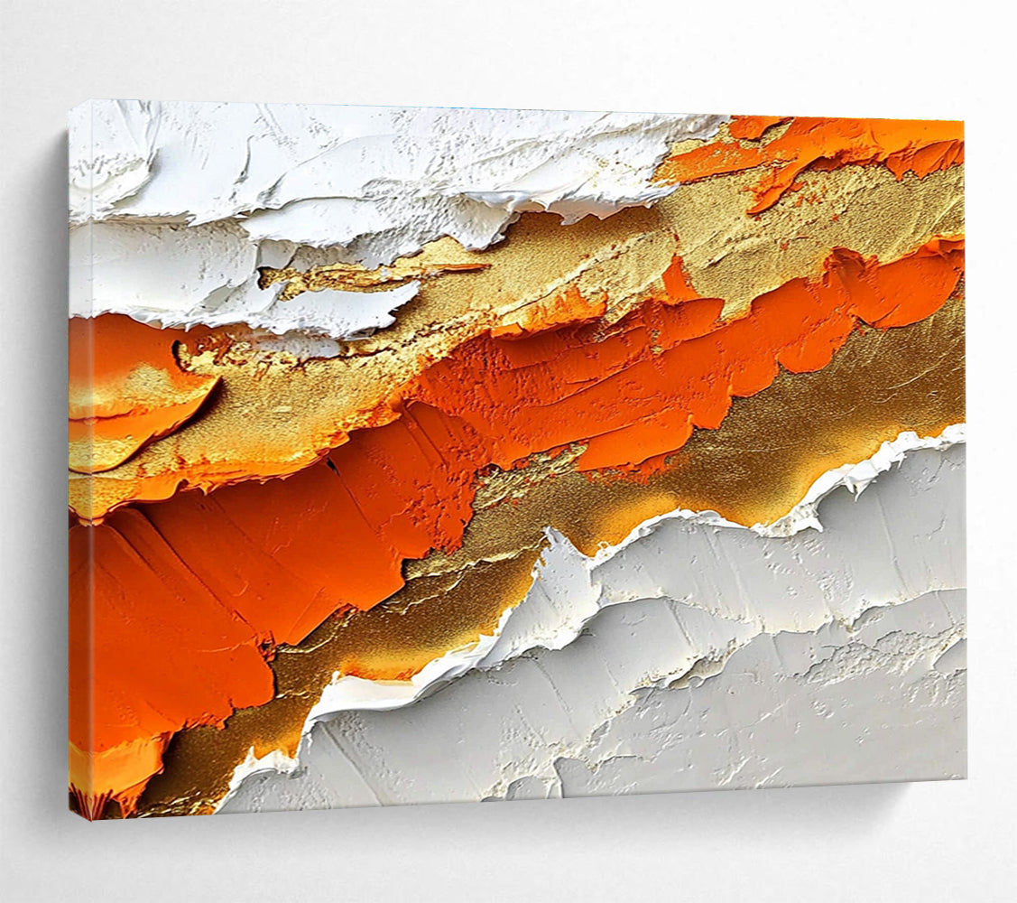 Textured Orange - Gold Abstract Painting with Rich, Tactile Layers ABS483