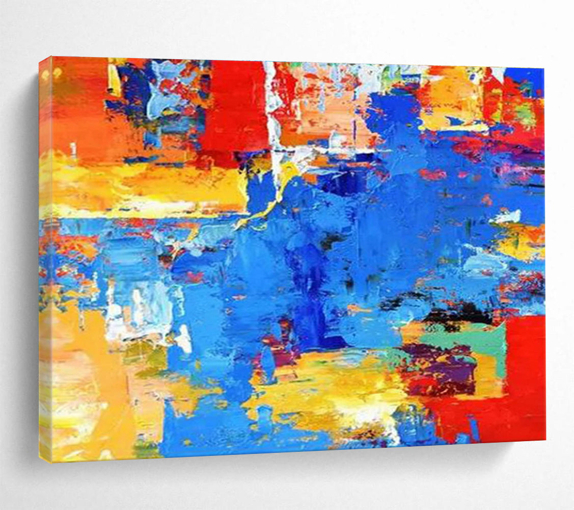 Vibrant Color Block Abstract Painting for Contemporary Office Break Rooms YHT282