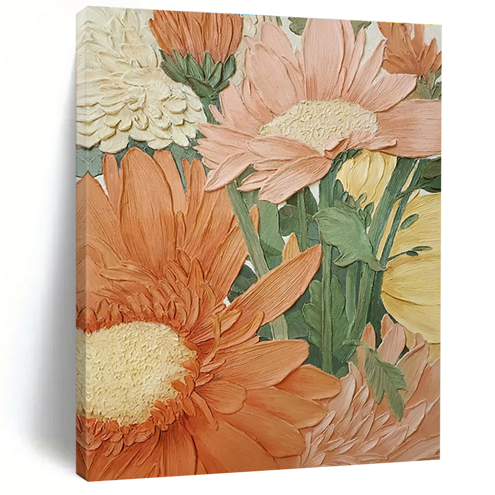 3D Floral Relief Abstract Painting for Elegant Dining Rooms HENG423