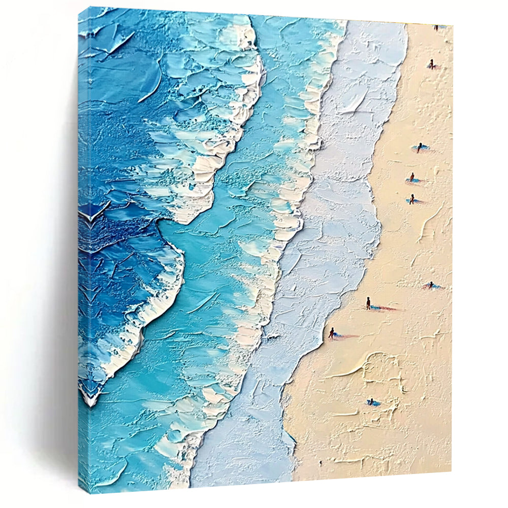 Textured Beach Scene Abstract Painting for Coastal Home Living Rooms GAB1270