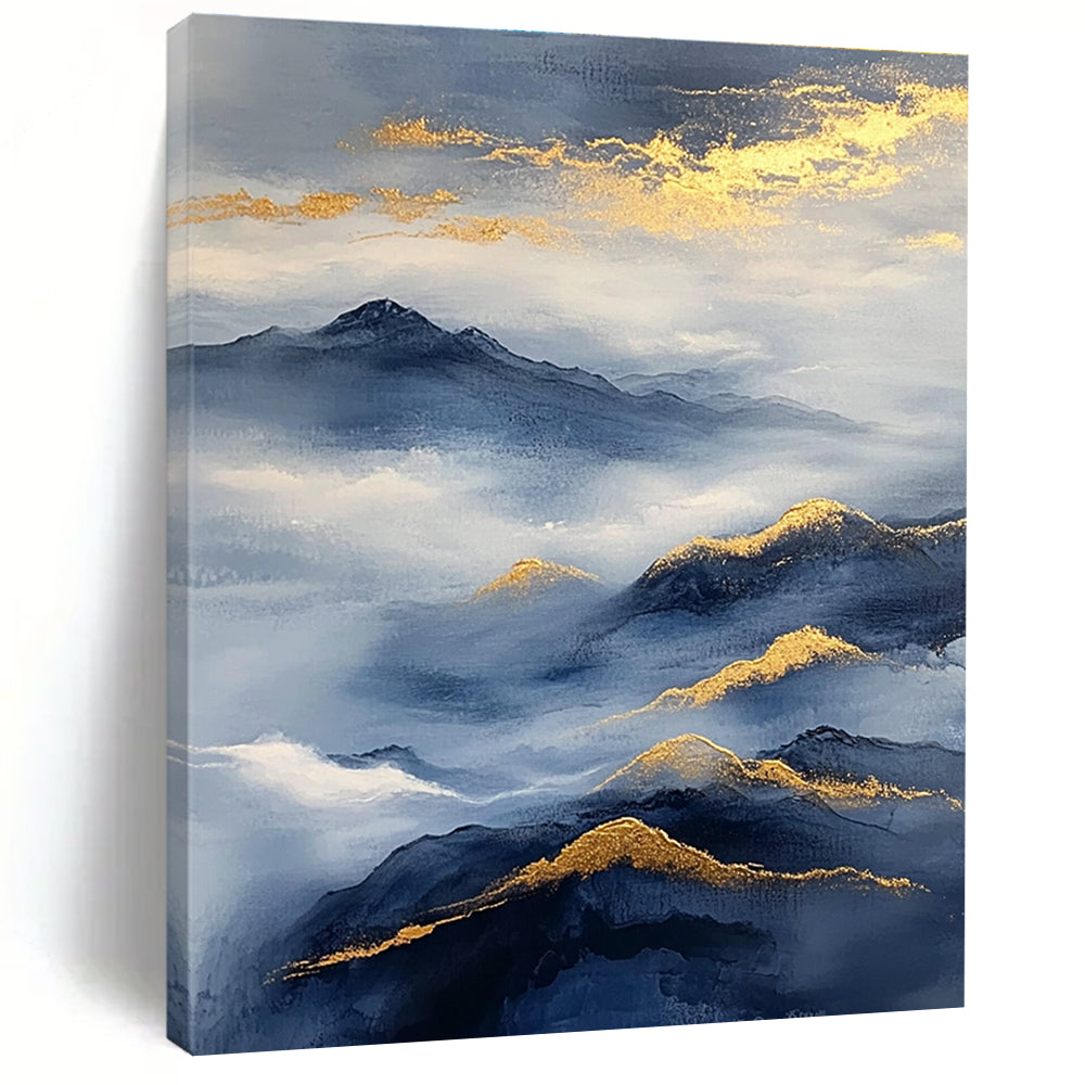 Golden - Accented Mountains Abstract Painting for Serene Spaces GAB0692
