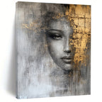 Gray and Gold Portrait Abstract Painting for Luxury Living Rooms GAB0973