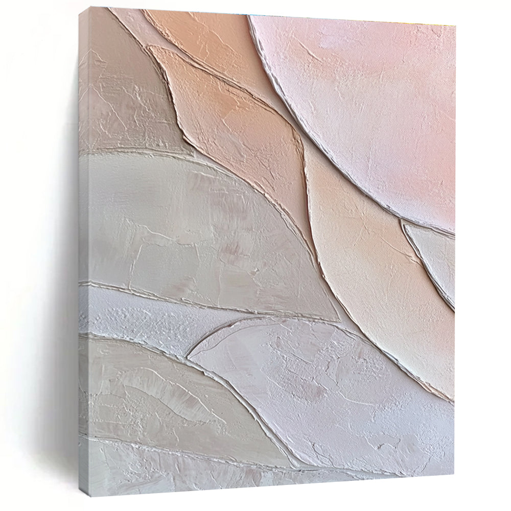Pastel Colored Leaf Shapes Abstract Painting with 3D Textures GAB0061
