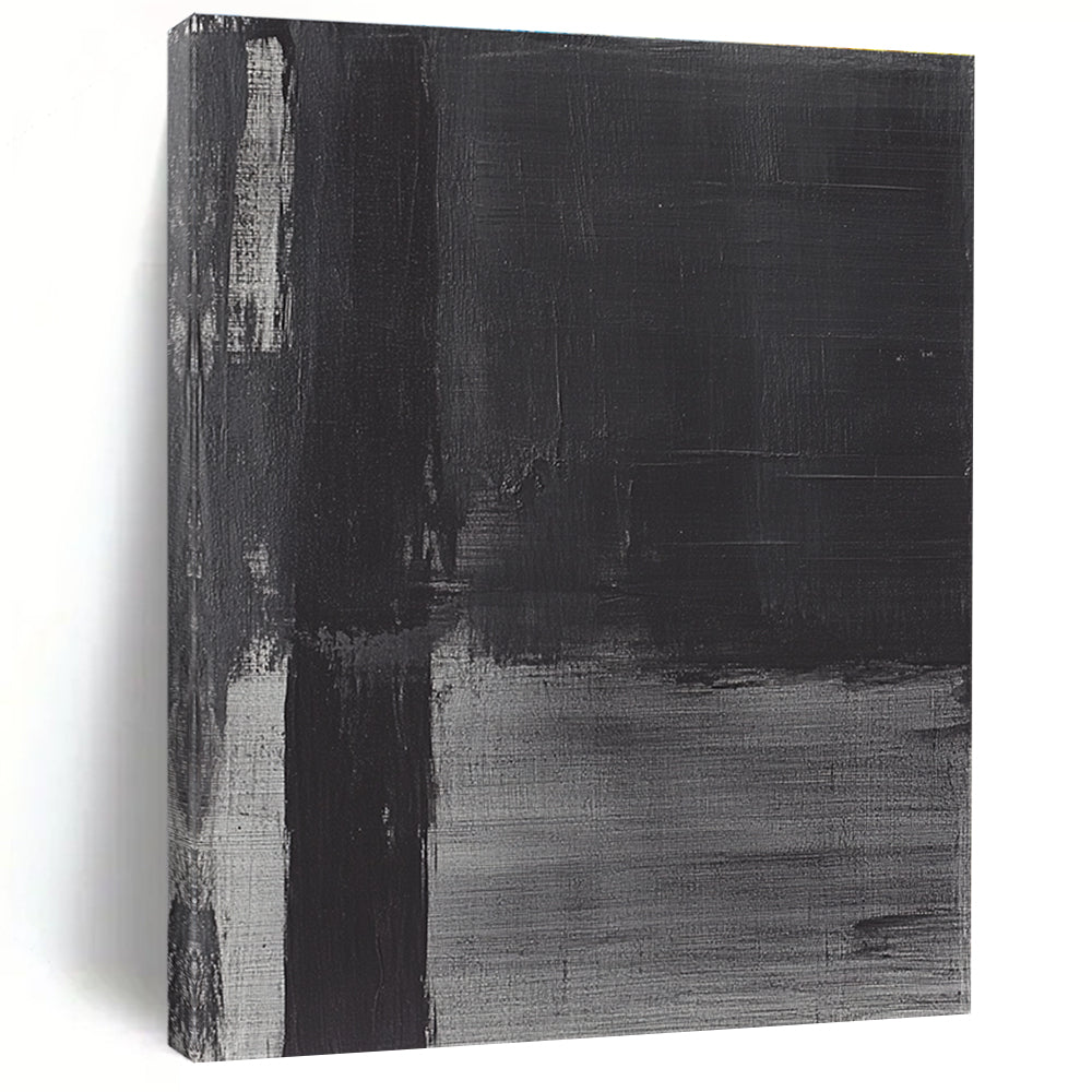 Textured Black and Gray Abstract Painting with Subtle Variations GAB0029
