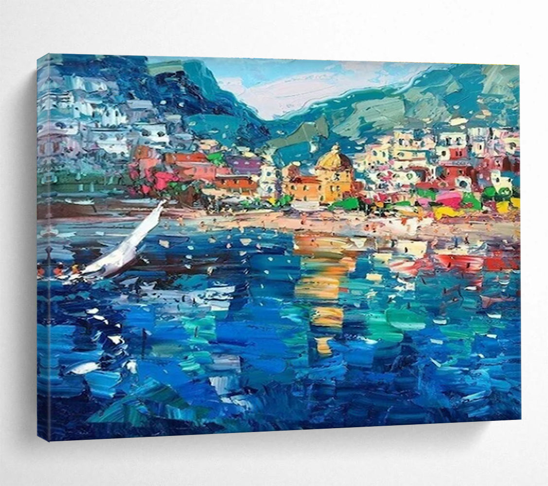 Colorful Coastal Abstract Painting for Nautical - Themed Bars YHT426