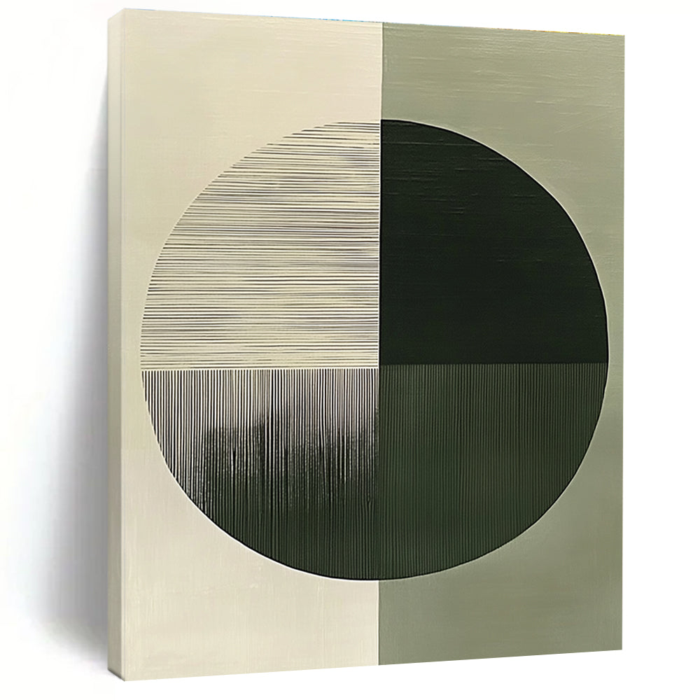 Half and Half Circle Abstract Painting for Minimalist Office Receptions GAB1381