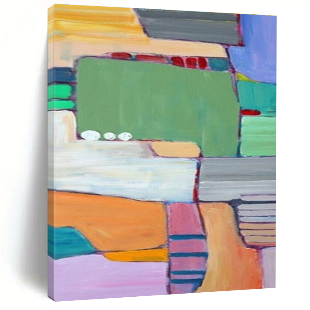 Playful Geometric Color Blocks Abstract Painting for Modern Interiors HENG262