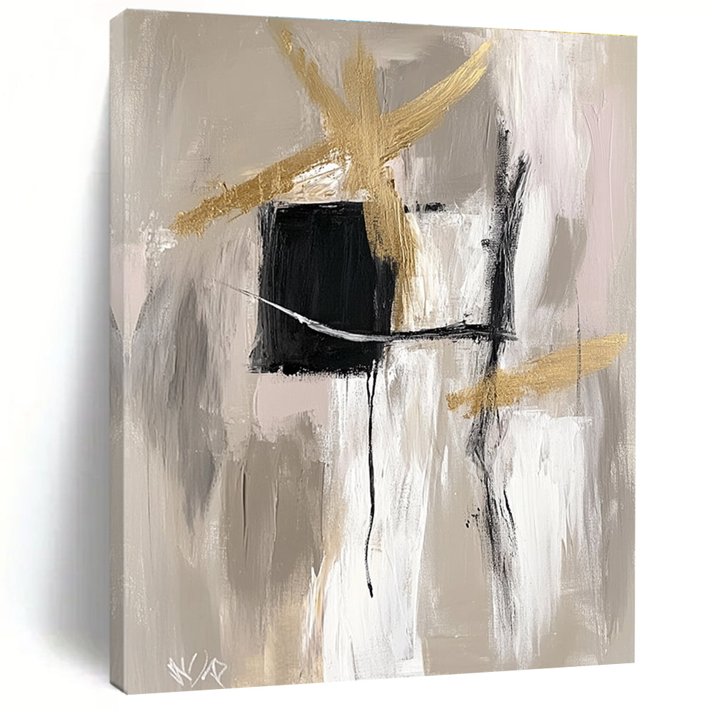 Gold Black Abstract Painting with Subtle Sophistication WINK690