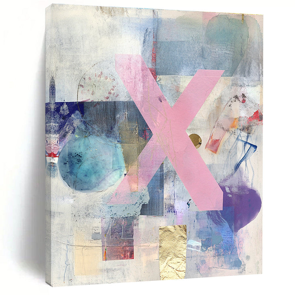 Pink X Collage Abstract Painting with Bold Statement WINK077
