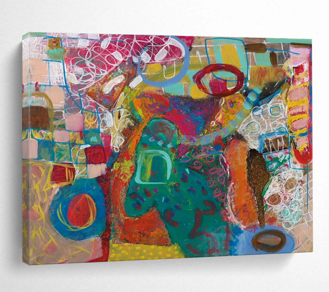 Colorful Abstract Forms Painting for Art - Loving Family Rooms YHT244