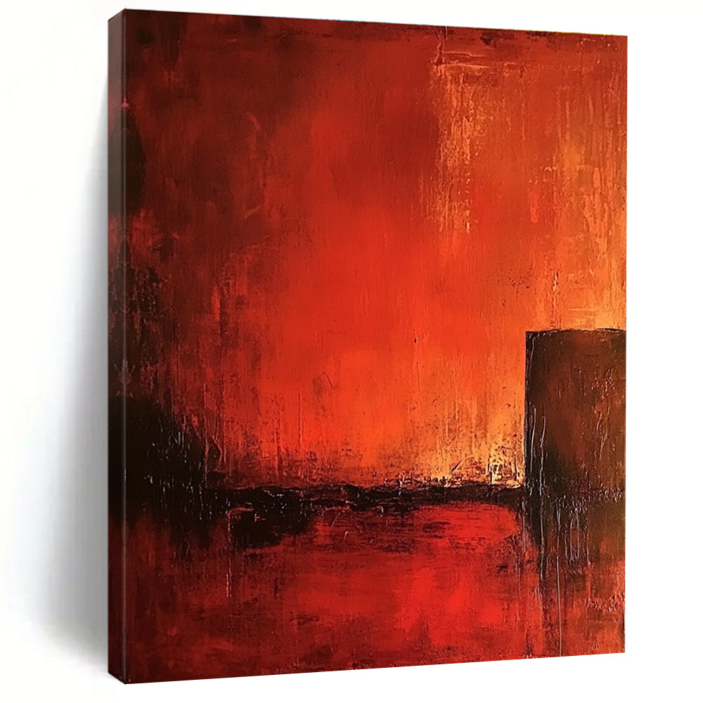 Red Abstract Composition Bold Abstract Painting for Dramatic Spaces GAB1428