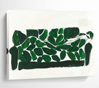 Whimsical Green Leaf Sofa Art Merging Daily Life and Creativity, Adding Playful Flair Abstract Painting ABS142
