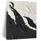 Black - White Textured Landscape Abstract Painting for Minimalist Bedrooms HENG395