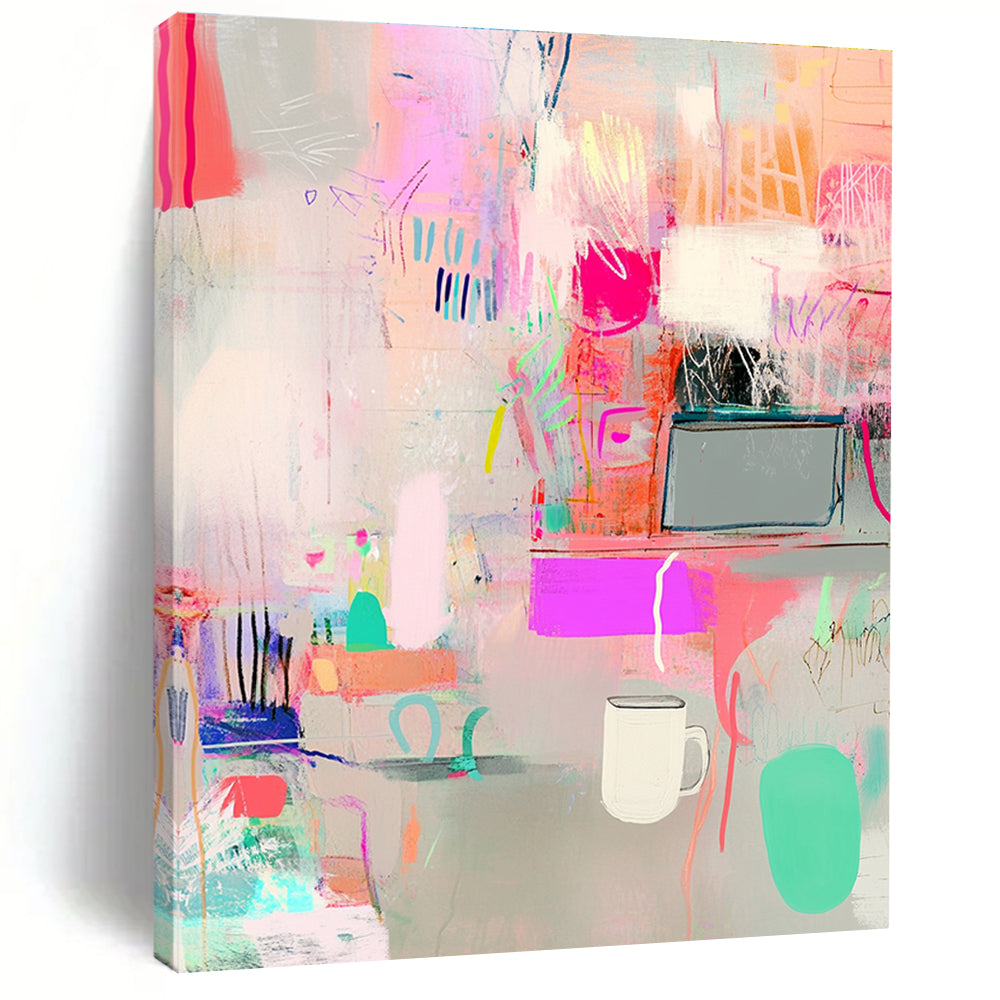 Colorful Abstract Interior Painting of Vibrant Daily Life GAB0160