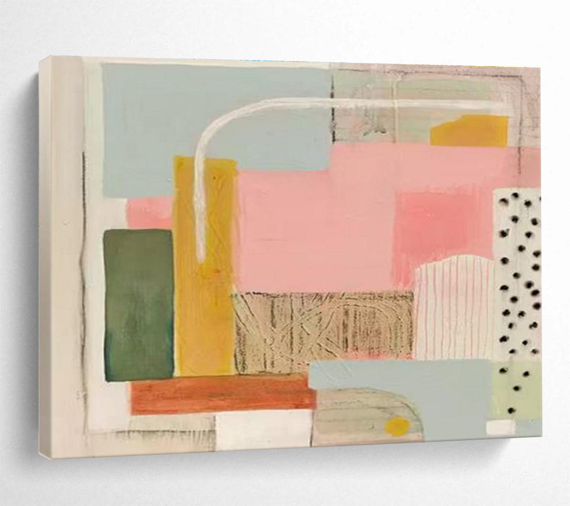 Pastel Geometric Abstract Painting for Creative Workspaces YHT204