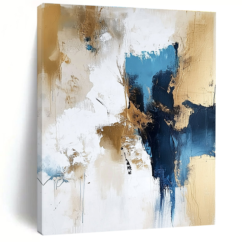 Blue and Gold Abstract Painting for Sophisticated Corporate Lounges GAB0947