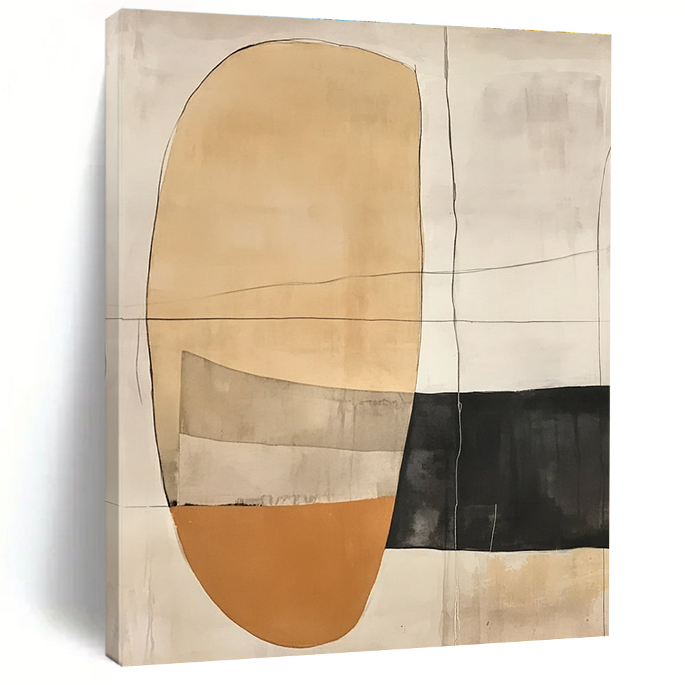 Layered Neutral Geometric Forms Abstract Painting with Subtle Depth WINK226