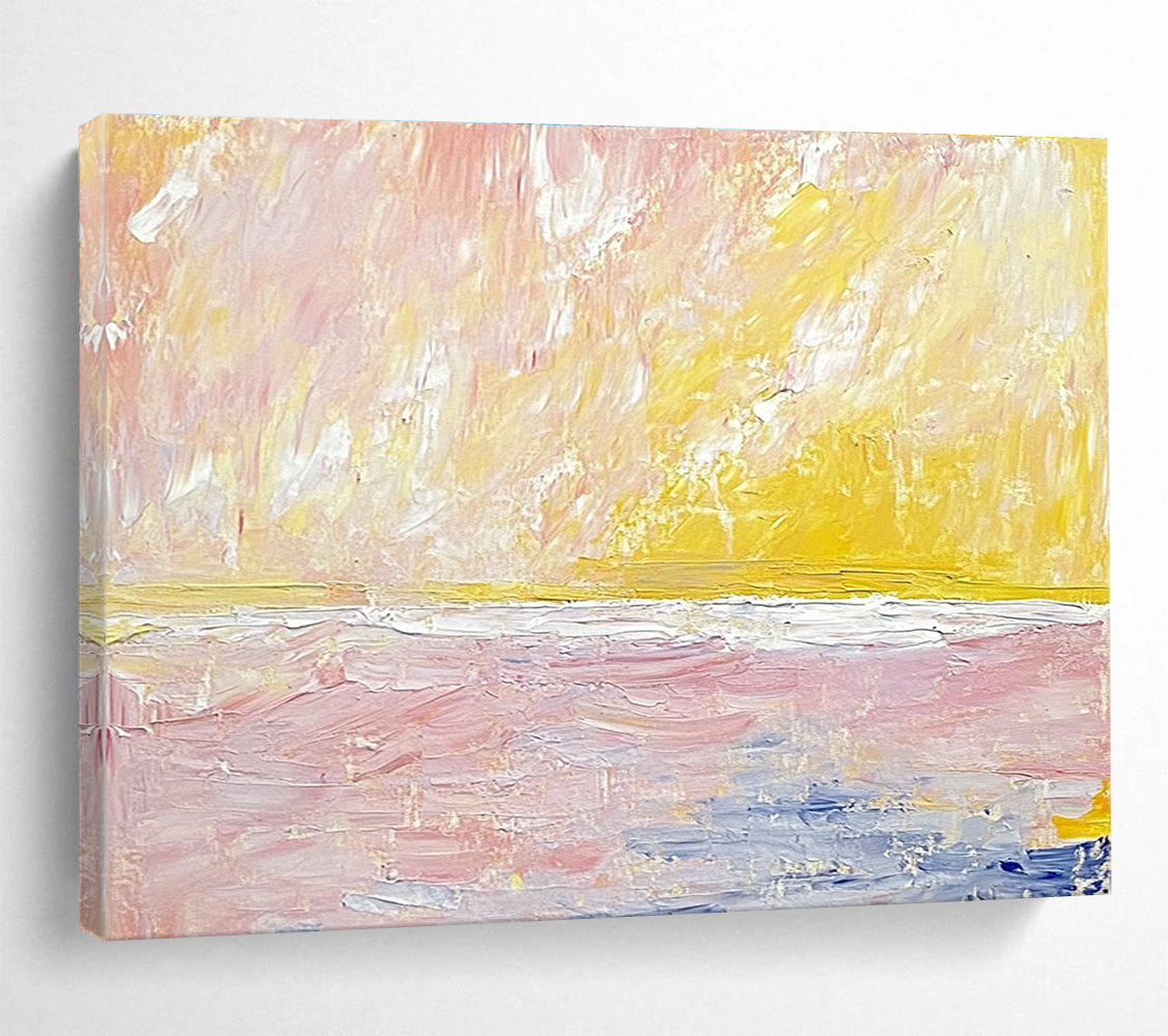 Soft Sunset Seascape Abstract Painting with Gentle, Romantic Hues ABS523