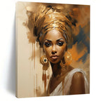Golden - Hued Portrait Abstract Painting for Cultural - Art Spaces HENG125