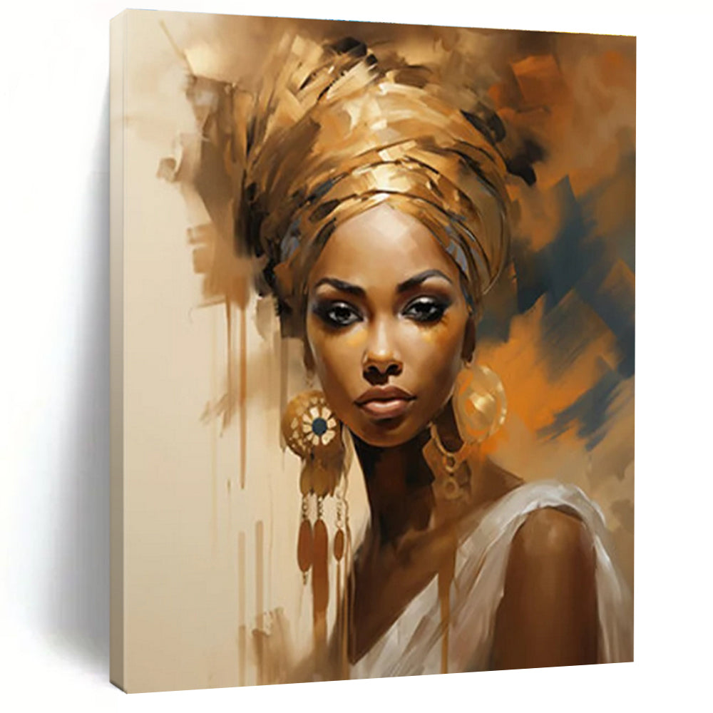 Golden - Hued Portrait Abstract Painting for Cultural - Art Spaces HENG125