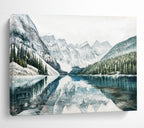 Snowy Mountain Lake Abstract Painting for Nature - Lover’s Studies YHT221