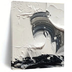 Black and White Swirl Abstract Painting for Dynamic Entryways HENG444