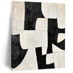Black - and - White Patchwork Abstract Painting with Bold Contrast WINK323