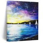 Starry Night Sailboats Abstract Painting for Lakeside Retreats GAB1268