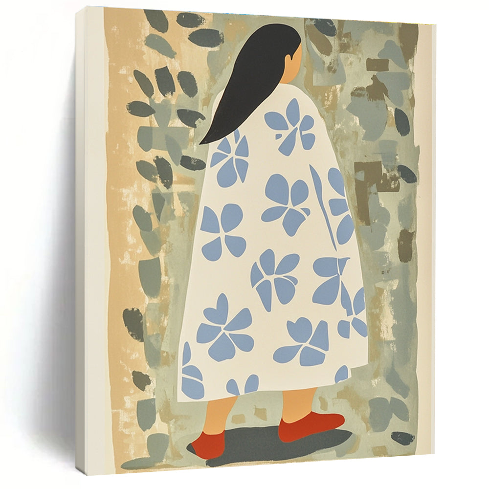 Floral Cloaked Woman in Nature - Whimsical Figurative Abstract Art GAB0419