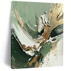Green - Gold - White Abstract Painting with Natural Luxury WINK536
