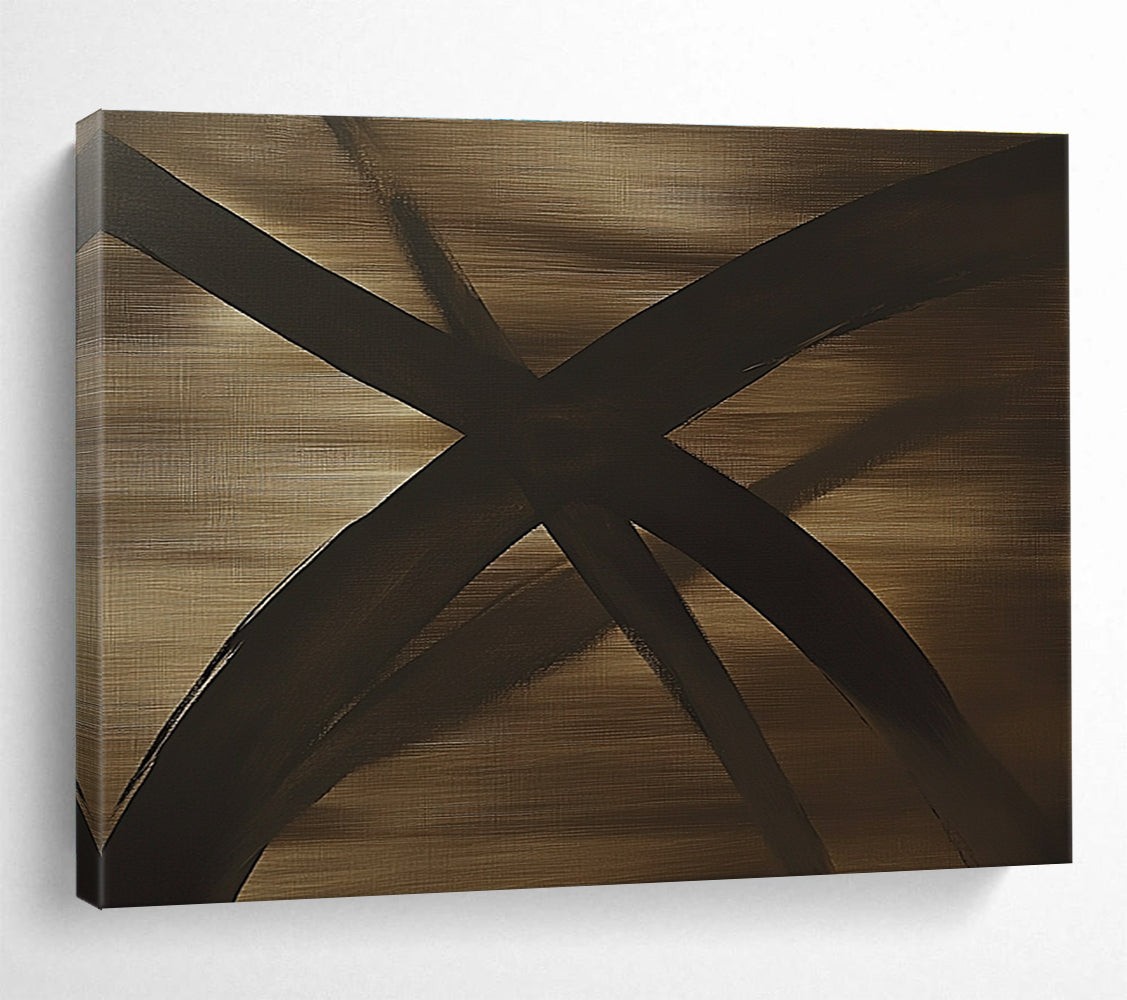 Bronze - Toned Abstract Cross Abstract Painting ABS583