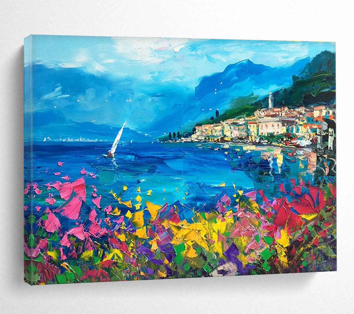 Coastal Flowers Abstract Painting for Seaside Home Entrance Halls YHT484