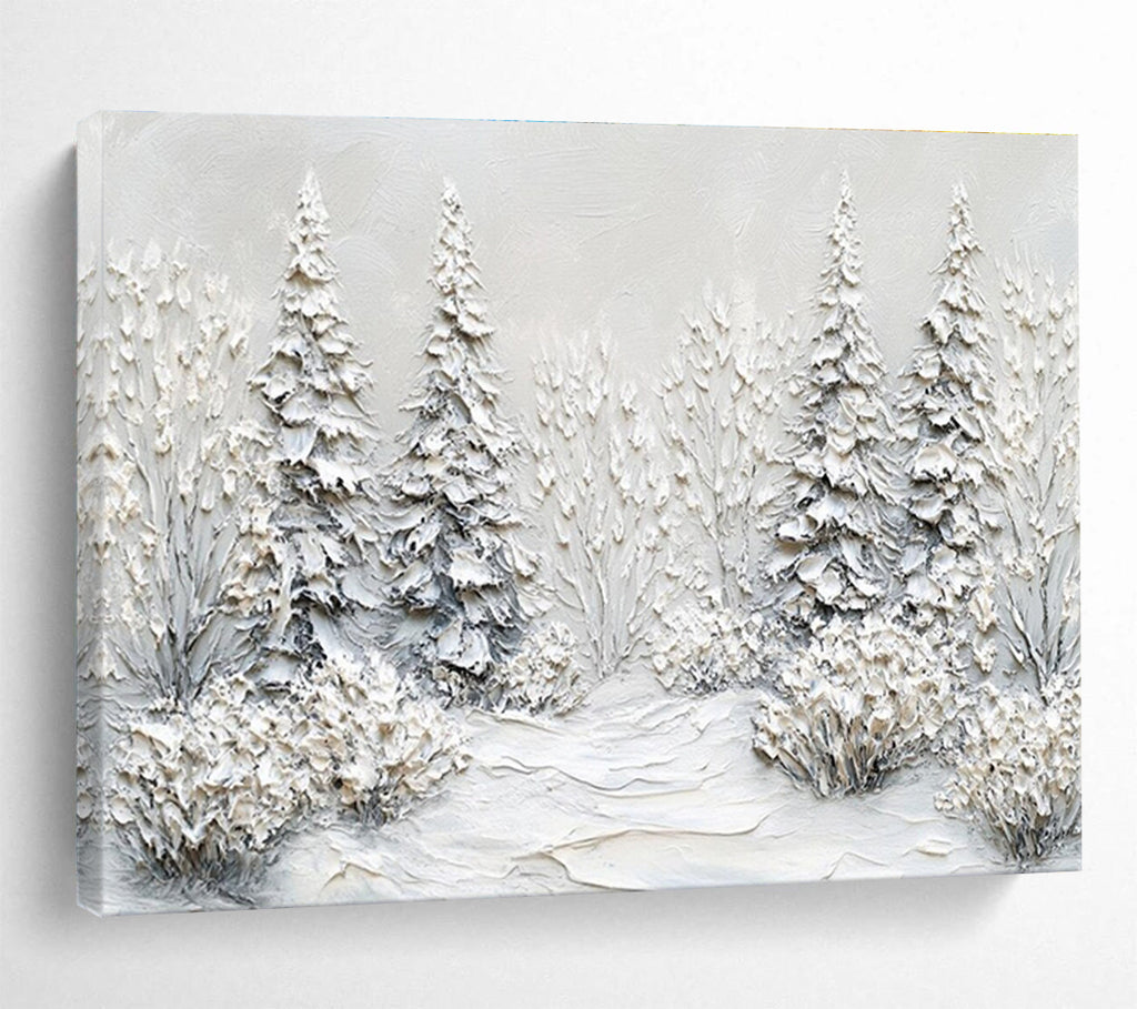 Textured Snow Forest Abstract Painting for Contemporary Art Galleries YHT422