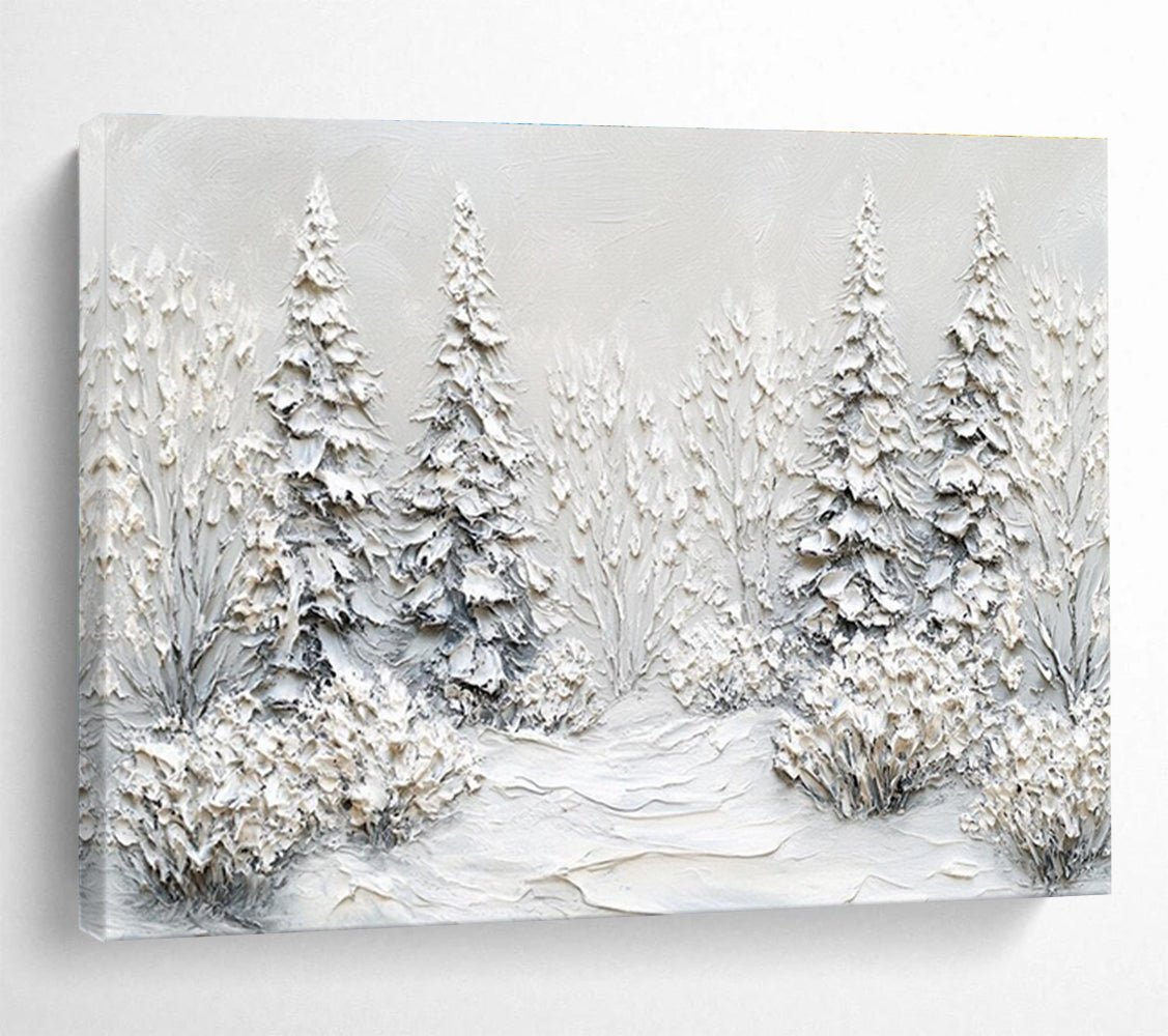 Textured Snow Forest Abstract Painting for Contemporary Art Galleries YHT422