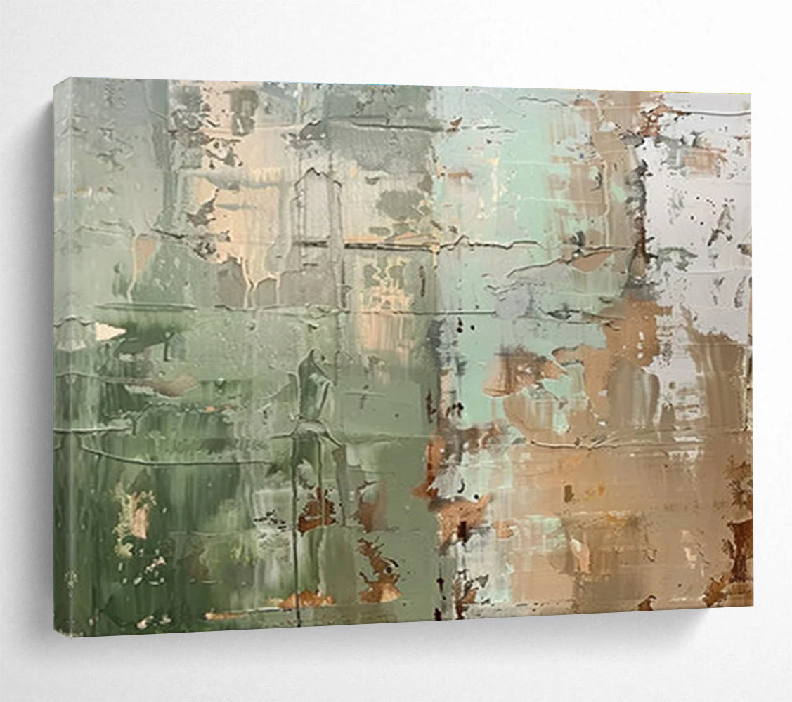 Green - Brown Abstract Painting for Earthy Interiors YHT106