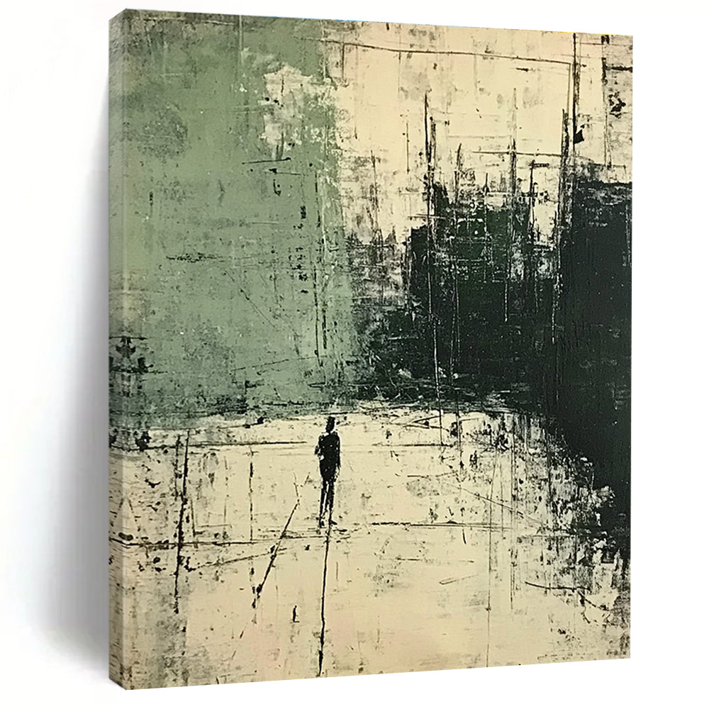 Solitary Figure in Urban Abstract Painting for Thought - Provoking Study Rooms GAB0800
