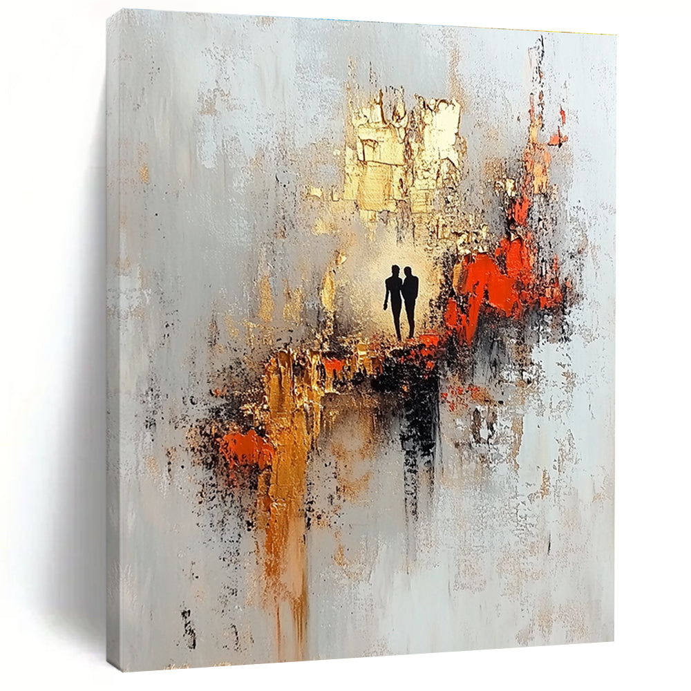 Romantic Silhouette Couple Abstract Painting for Intimate Spaces GAB0682
