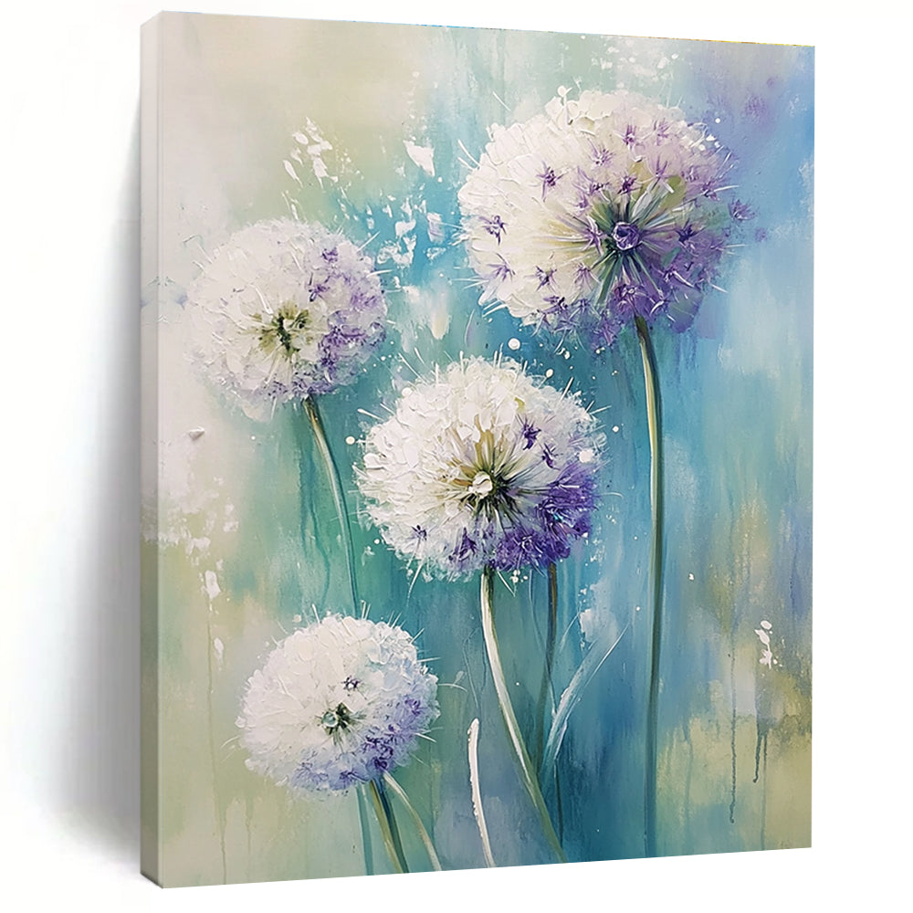Purple and White Flowers Vibrant Abstract Painting for Bright Kitchens GAB1515