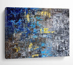 Blue and Yellow Abstract City Painting for Urban Loft Apartments YHT379